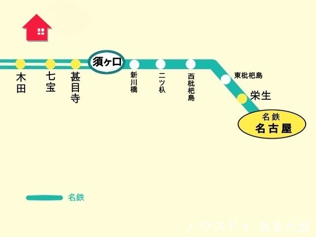 名鉄津島線「七宝」駅 徒歩約12分。