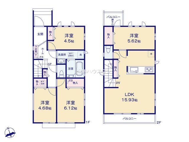 A号棟 4990万円 リビング階の洋室はテレワークや家事スペース、お子様の勉強部屋など使い方色々♪