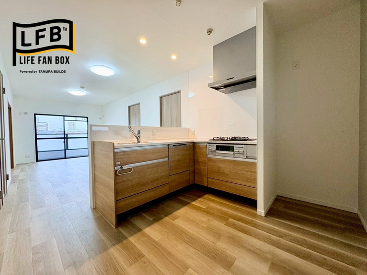 L字型のキッチンです!作業スペースが広く、複数人での料理にも適しており、使い勝手の良さが良さそうですね♪
※2026.1.23撮影