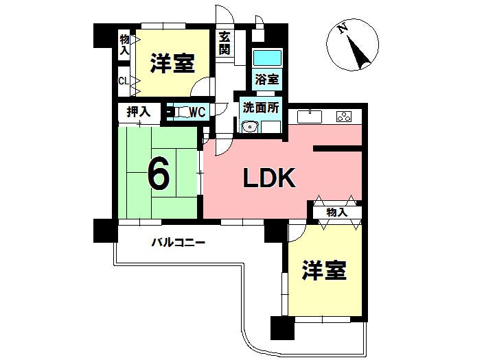 【間取り】
3LDKの間取りです。
南向きのバルコニーで日当たりも良好です。