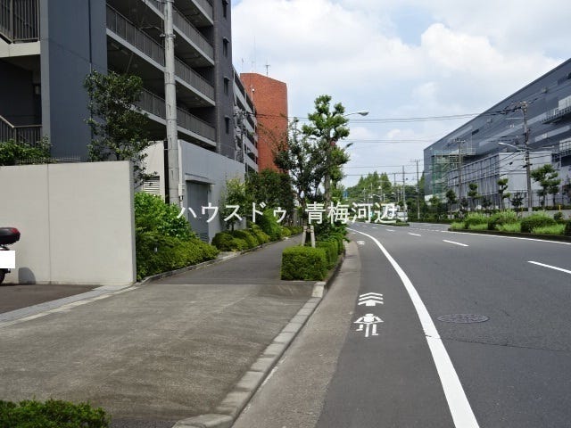 見通しの良い道路になります。歩行者と自転車用の道路が分けられているので安心して通行できる道路になっています。