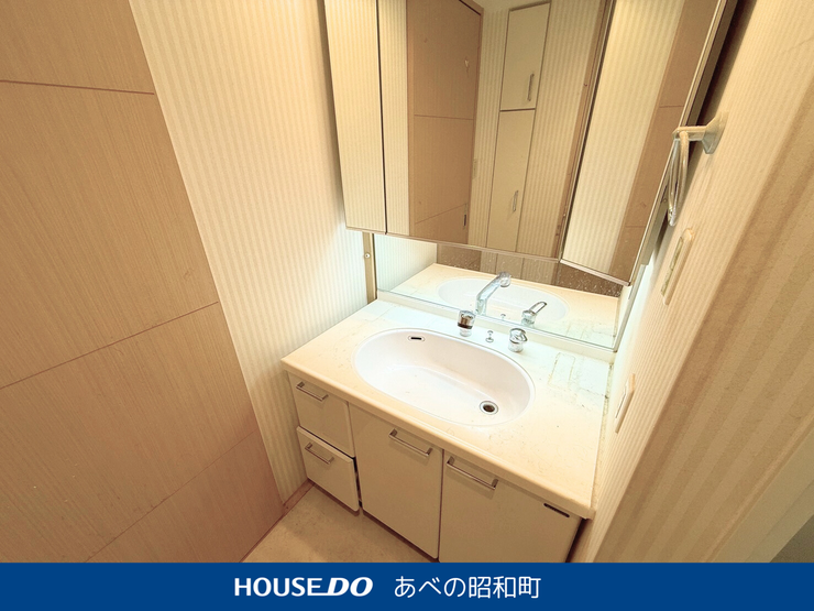 洗面所は毎日使う場所だからこそ、明るさと使いやすさが大事。
鏡も大きく、収納もしっかりあるので、家族みんなで快適に使えます。