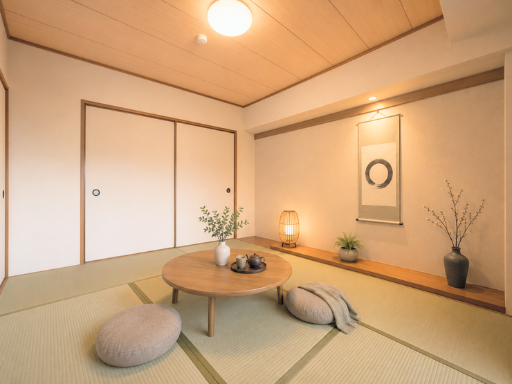 柔らかであたたかな感触の畳は
ほどよく湿気を吸ってくれるので、直接肌に触れても快適です。
お昼寝の場所にも最適です。