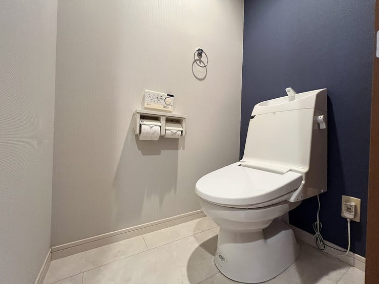 温水洗浄機能付きトイレ。