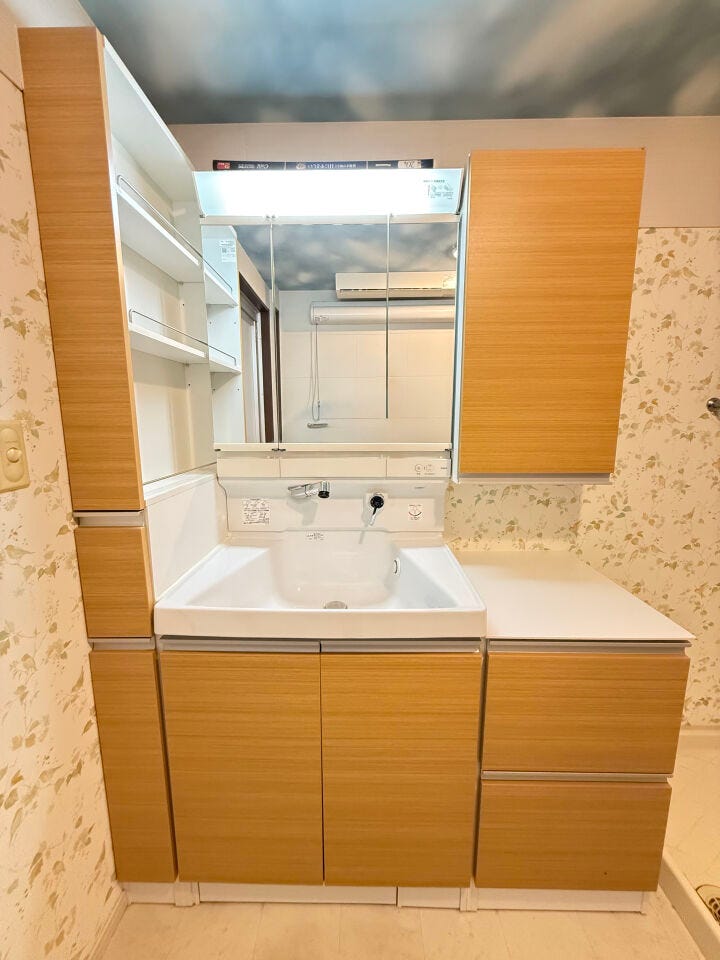 毎日の身支度が快適になる、広々とした洗面化粧台♪収納も充実!