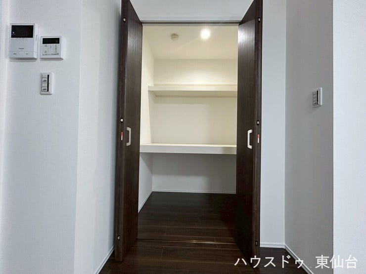 リビング脇にはこちらの大容量の納戸がついております!