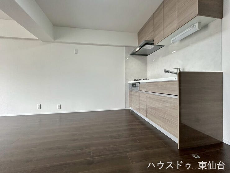 キッチンスペースは広々としてお好みでカップボードや大型冷蔵庫も置けそうです!