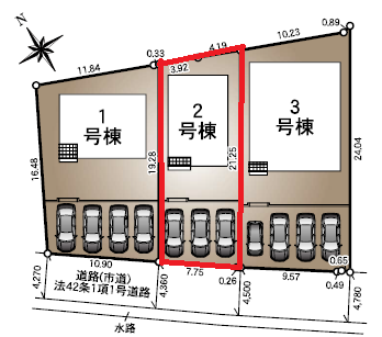 真ん中の2号棟です。