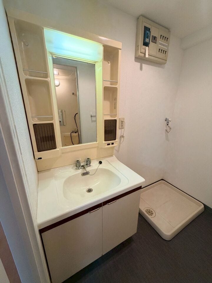 洗面台には収納がたくさんあり、家族分のヘアケア用品などがすっきり置けます♪