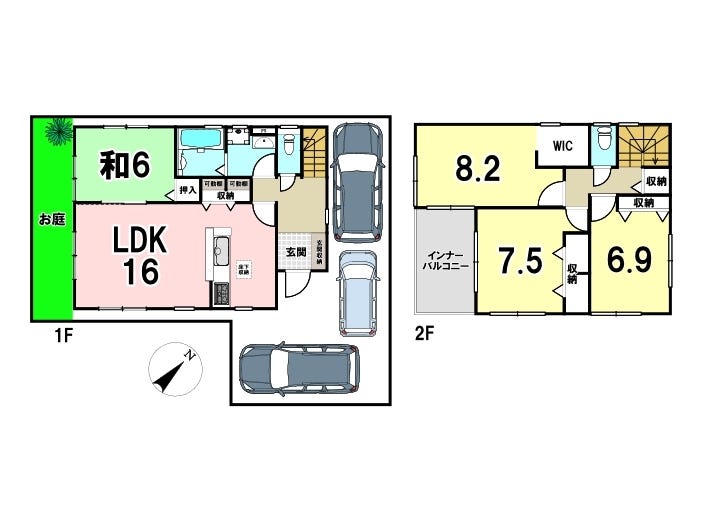 普通車2台+軽1台も駐車可能です!