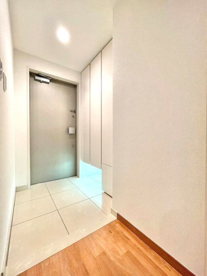 玄関にもダウンライトを採用しており、すっきりとした空間になっています。