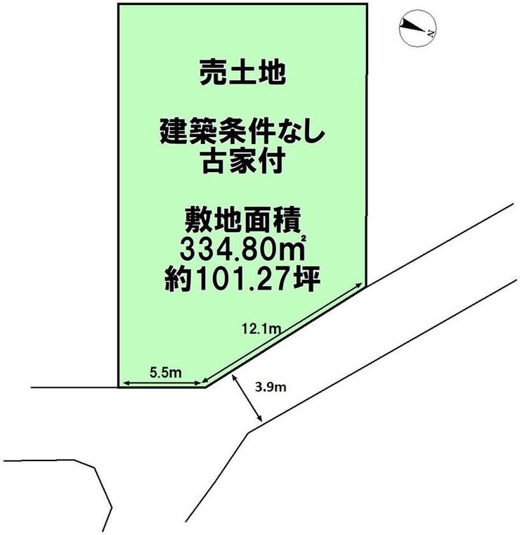 【区画図】
建築条件なし。敷地面積約101.27坪。導線がスムーズな平屋や広いお庭がご希望の方におススメです。