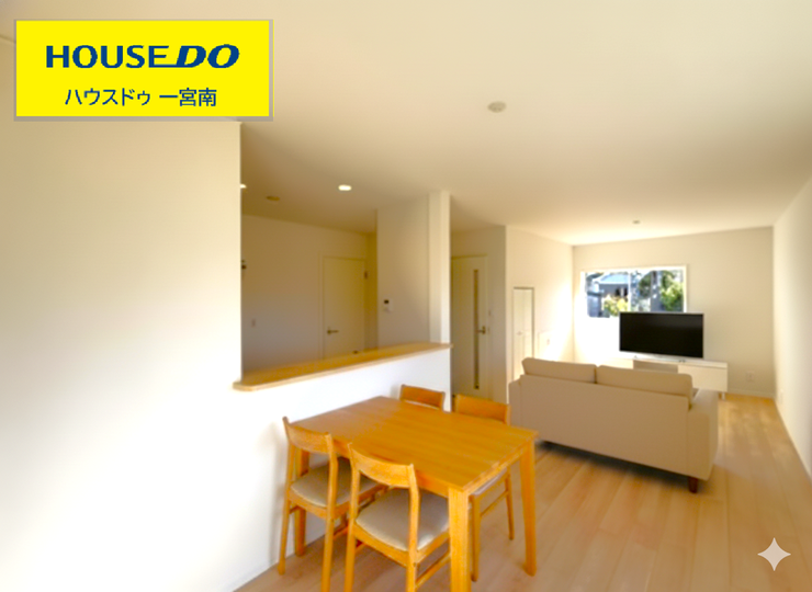 【リビング】
リビングとダイニングが隣同士になっているため、メリハリのある生活ができます。
本画像はAIによるCGで作成されており、家具や家電はイメージです。