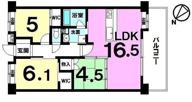 【間取り】
【即日内覧可】WIC2つで収納豊富♪3LDK・ペット可・駐車場1台可!古島駅徒歩6分♪