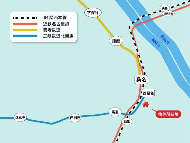三岐鉄道北勢線/西桑名駅まで徒歩約4分、JR関西本線/桑名駅まで徒歩約8分、桑名市コミュニティバス/市役所停まで徒歩約1分。
