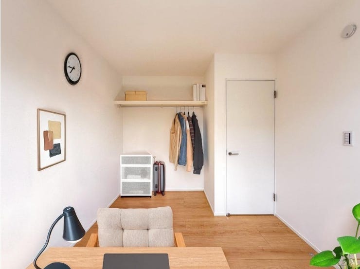 収納付き居室(5帖×2)
建具の引きしろを気にせずお部屋を使えるオープン収納を設けたお部屋です。