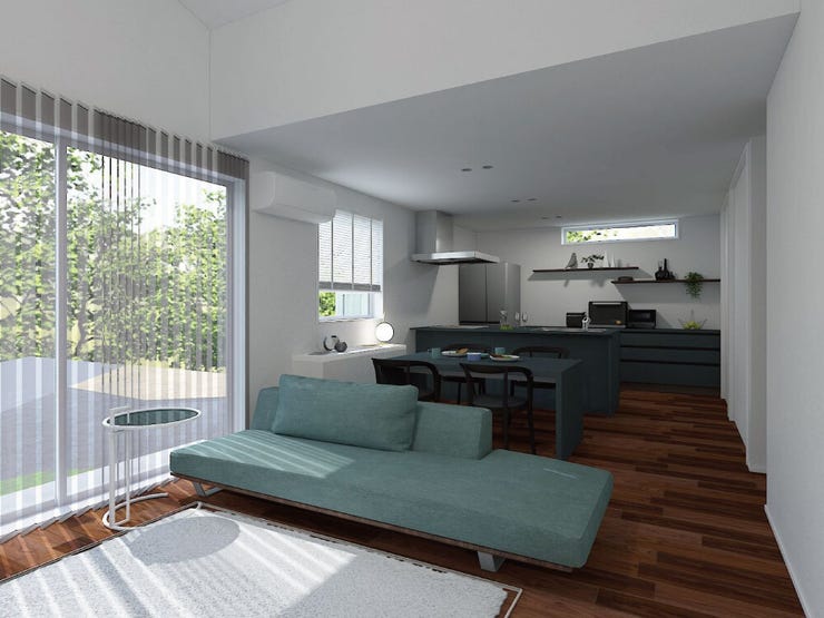 大きな窓から光がたっぷり降り注ぎ、LDKはいつでも明るく開放的。心地よい空間で、家族の時間がもっと豊かに広がります。