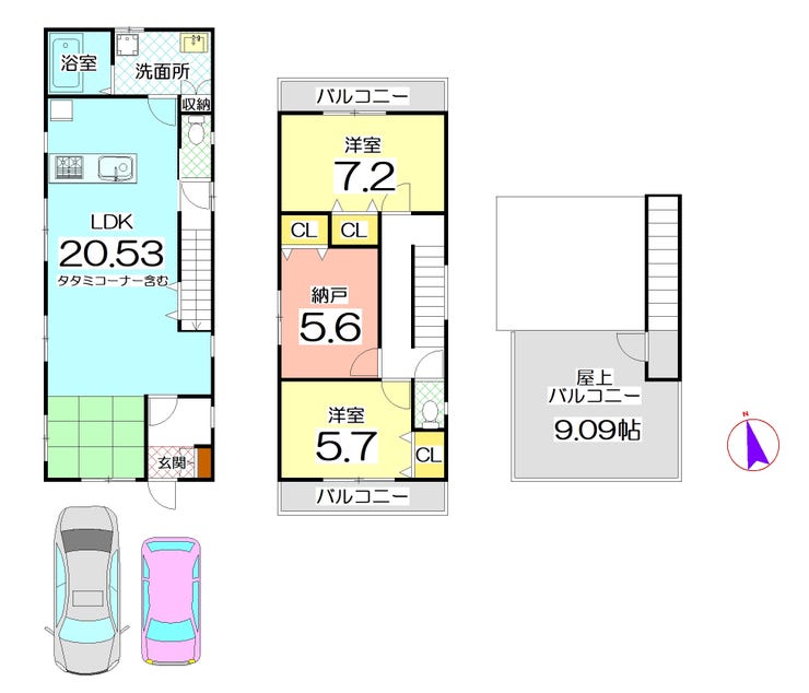 【間取り】
長期優良住宅♪
駐車スペース2台分あり♪