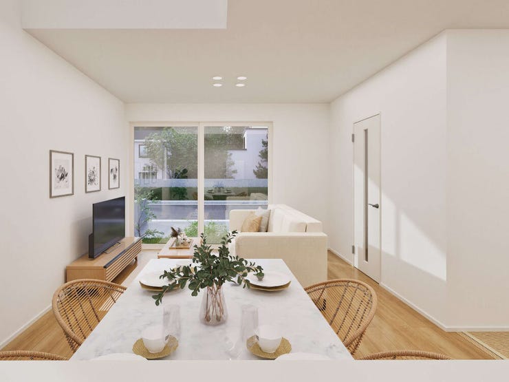 キッチンからタタミコーナーやリビング学習の様子を見守れる安心設計。家事をしながら自然と家族の時間を共有できます。