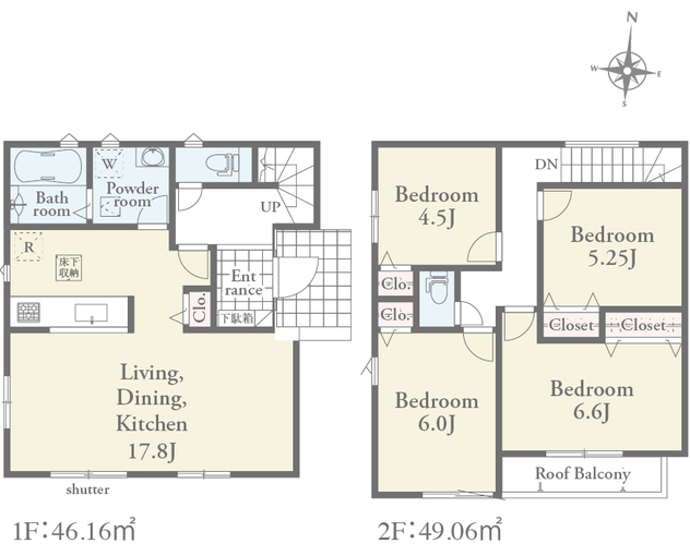 【間取り】
家族みんなのマイルームを持てる4LDKの間取りです