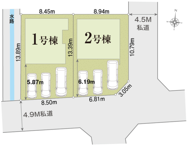 3台駐車できます