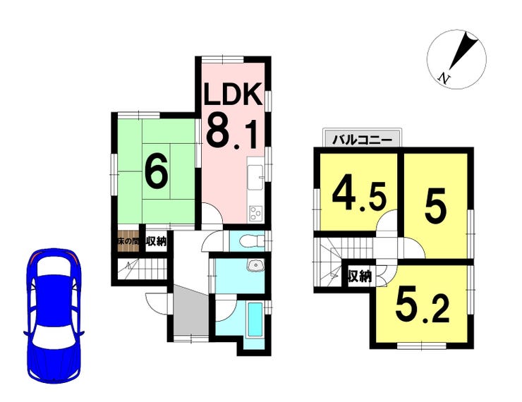 【間取り】
4LDKの間取り
駐車1台可能