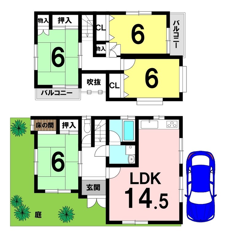 【間取り】
4LDKの間取り
駐車1台可能