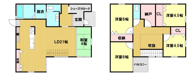 【間取り】
家族みんなが自分のお部屋を持てる4SLDKのお家♪