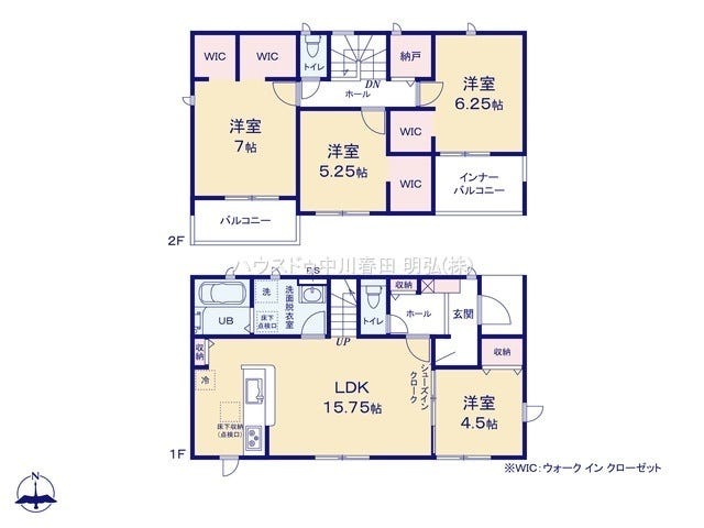 【間取り】
1階の洋室は独立した居室として使用でき、将来子どもが増えた場合や親との同居など、世帯人数が増えた場合でも対応できます。