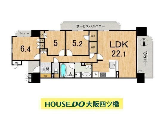 【間取り】
7階部分・角部屋。専有面積82.32㎡・3LDK+納戸