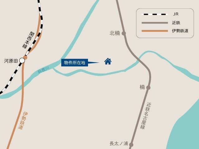 近鉄名古屋線/北楠駅まで徒歩約13分、近鉄名古屋線/楠駅まで徒歩約26分。