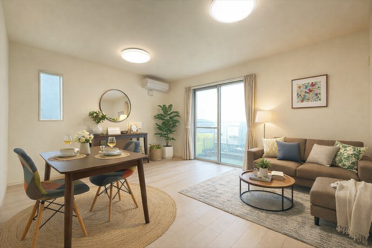 自分の好きなソファやテーブル、インテリアグッズを設置できます。
カーペットなどの床材や、テーブル、ソファーなどのインテリアにこだわってもいいですね。