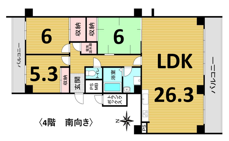 【間取り】
大規模26.3帖のひろびろリビング!
ちょっと見たことのない広さです!!