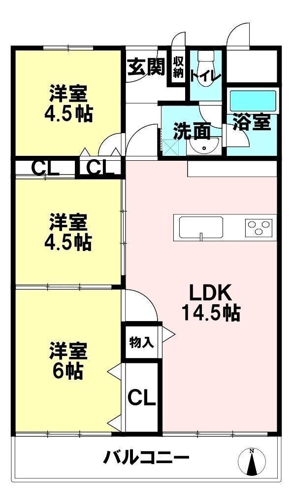 【間取り】
お子様が大きくなったら、リフォームして洋室の間を壁にすることも可能ですよ◎