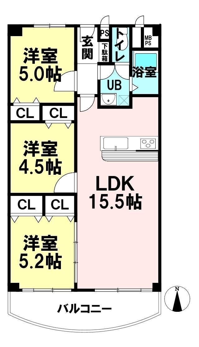 【間取り】
2~3人暮らしにお勧めな3LDK