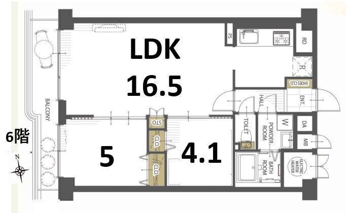 【間取り】
広々16.5帖以上のLDK。