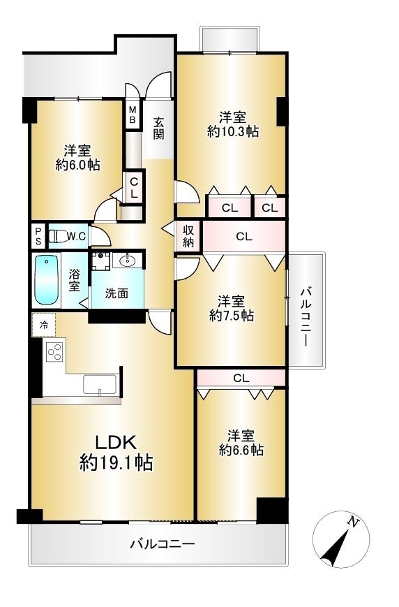 【間取り】
■4LDK■専有面積109.47㎡■バルコニー面積17.44㎡