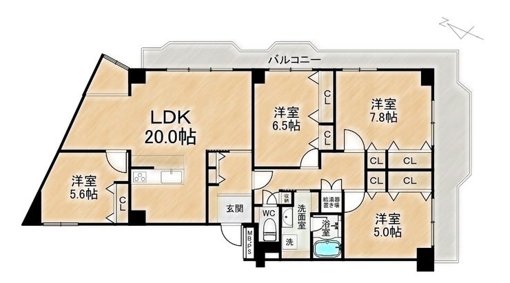 【間取り】
■4LDK■専有面積107.12㎡■バルコニー面積22.20㎡