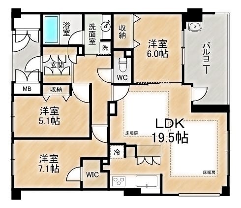 【間取り】
◆3LDK■専有面積84.22㎡■バルコニー面積10.35㎡