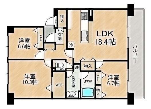 【間取り】
■3LDK■専有面積99.30㎡■バルコニー面積13.35㎡