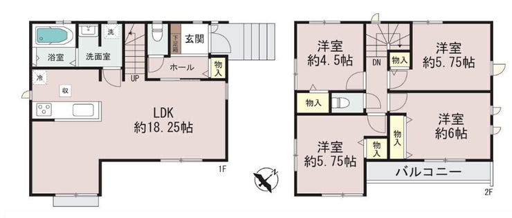 【間取り】
□人気の角地
□LDKは広々18帖
□駐車スペースは2台あり!
□JR山陽本線『魚住駅』徒歩約14分