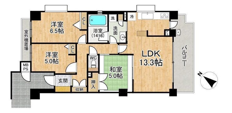 【間取り】
■3LDK■専有面積70.02㎡■バルコニー面積10.33㎡