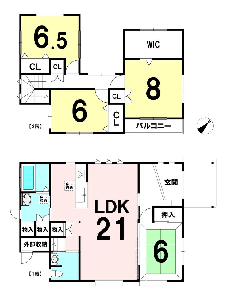 【間取り】
廊下の少ない間取りで居室を広くしています!