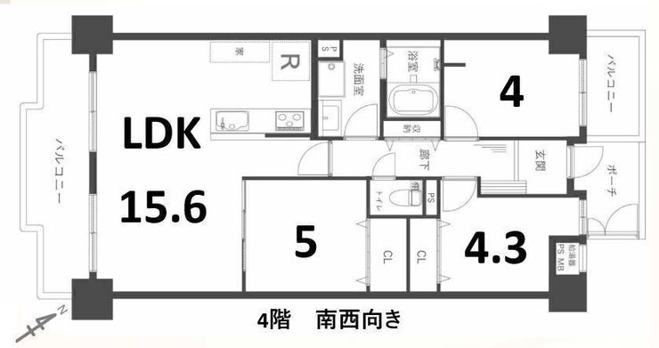 【間取り】
南西向き。
川沿いでお散歩にぴったり!