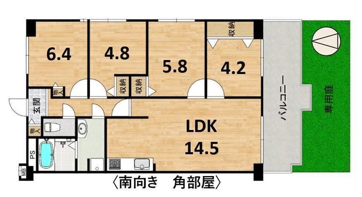 【間取り】
専用庭付き4LDK