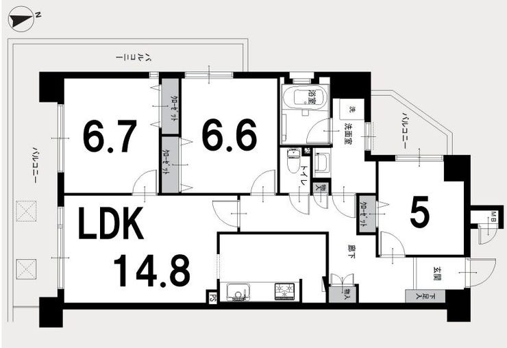 【間取り】
フルリノベーション 4階 スーパー徒歩6分