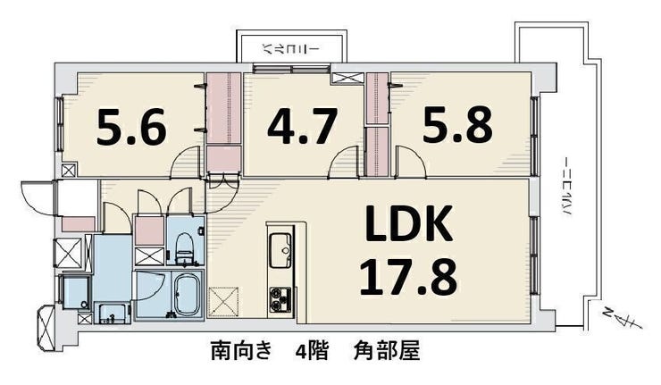 【間取り】
リビングは17帖・カウンターキッチン。
家族での会話が弾みます。