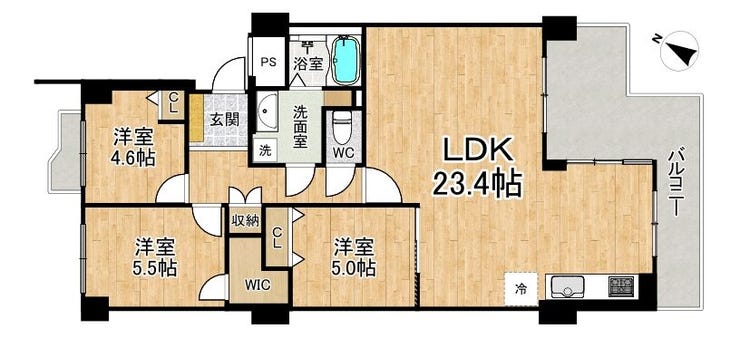【間取り】
■3LDK■専有面積85.24㎡■バルコニー面積14.58㎡