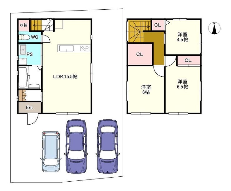 【間取り】
3LDK、土地120.20㎡、5280万円、南向き、駐車スペース広々