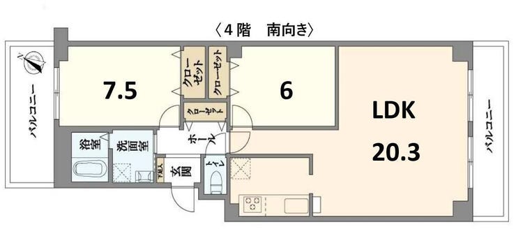 【間取り】
振り分けタイプの2LDK★